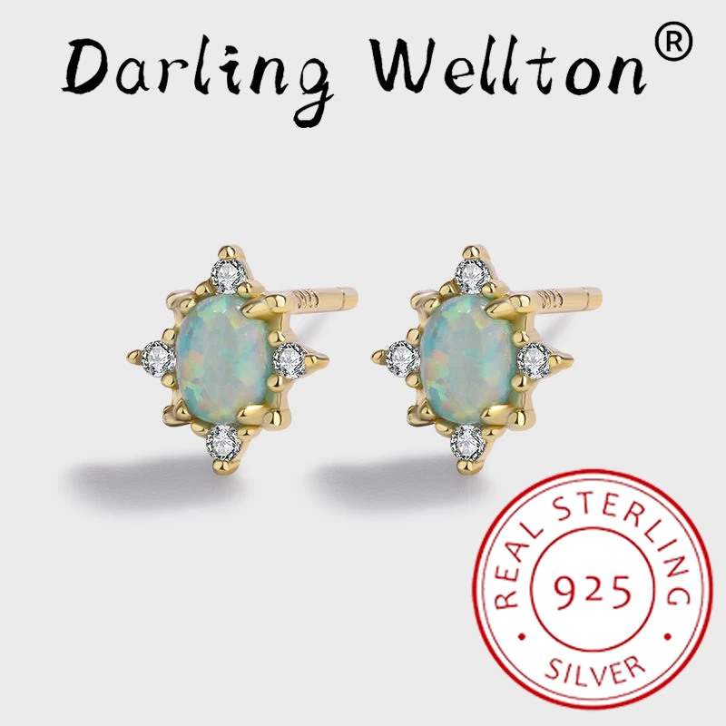 

NEW Classic Claw-Shaped Oval Opal Stud Earrings For Womens Original 100% Sterling S925 Silver Valentine's Day Gift Jewelry