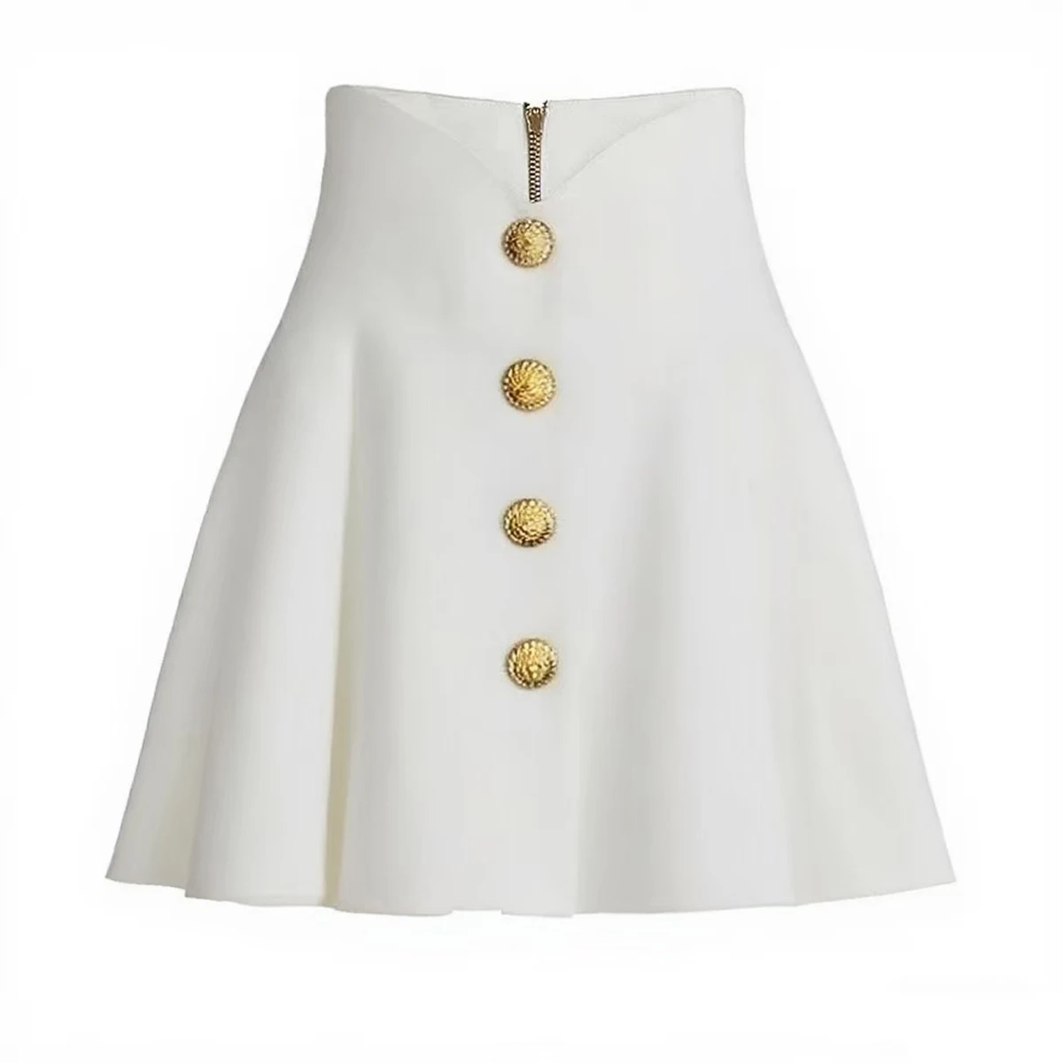 

High Quality Summer New Product Fashionable Temperament Commuting High Waist Short Gold Buckle A-Line Skirt