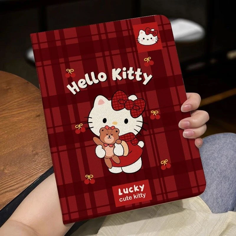 

Cartoon Hello Kiity IPad Case Book-Style for Air7 Air6 Pro 11inch Tablet Cover with Pen Slot 11th/10th/9th 10.2in Case Cute Gift
