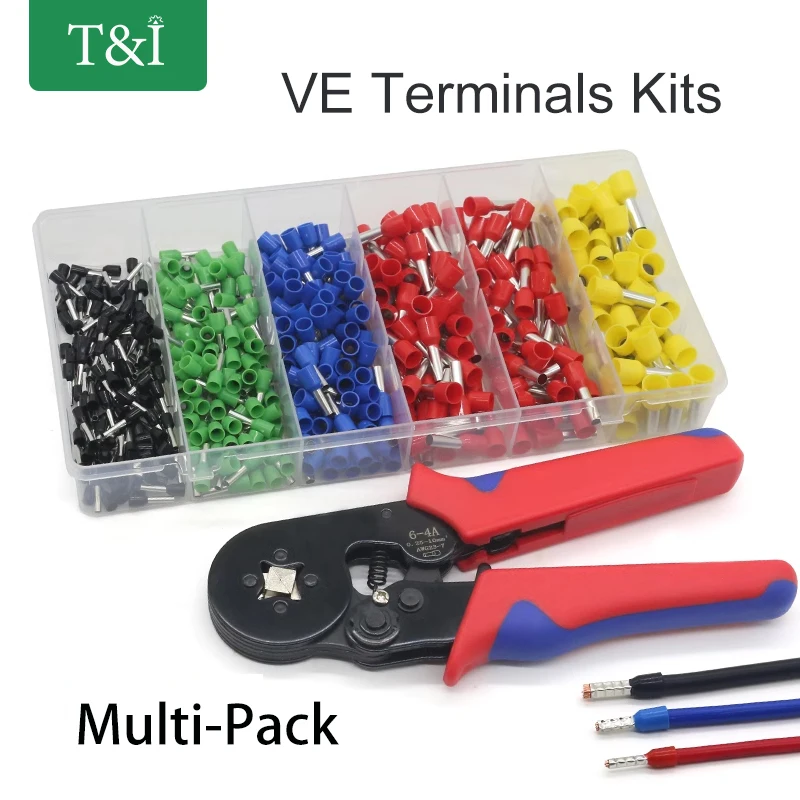 

Multi Assortment Ferrule Wire Crimp Connector ,Wire Terminal Kit, Insulated Cord Pin End Terminal Electrical Crimper Terminator