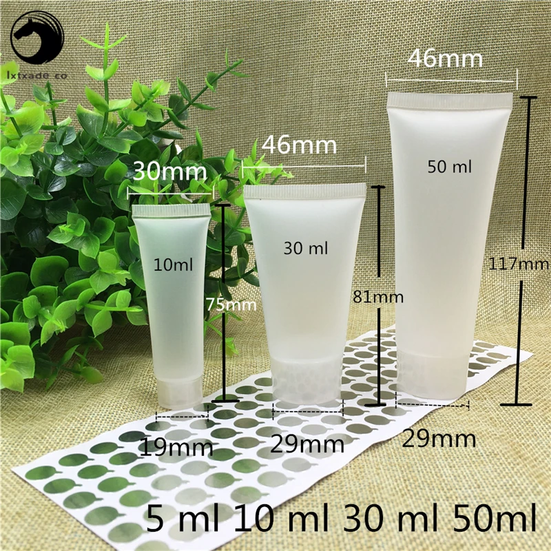 100 pcs 10ml 30ml 50ml Frosted Plastic Tube Bottles Refillable Cosmetic Hand Cream Eye Gel Sample Empty Containers