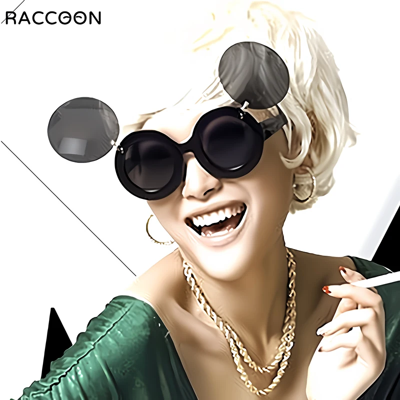 Vintage Lady Flip Sunglasses Women Fashion Chic Sun Glasses Men Retro Classic Round Funny Shades Trendy Gaga Party Accessories