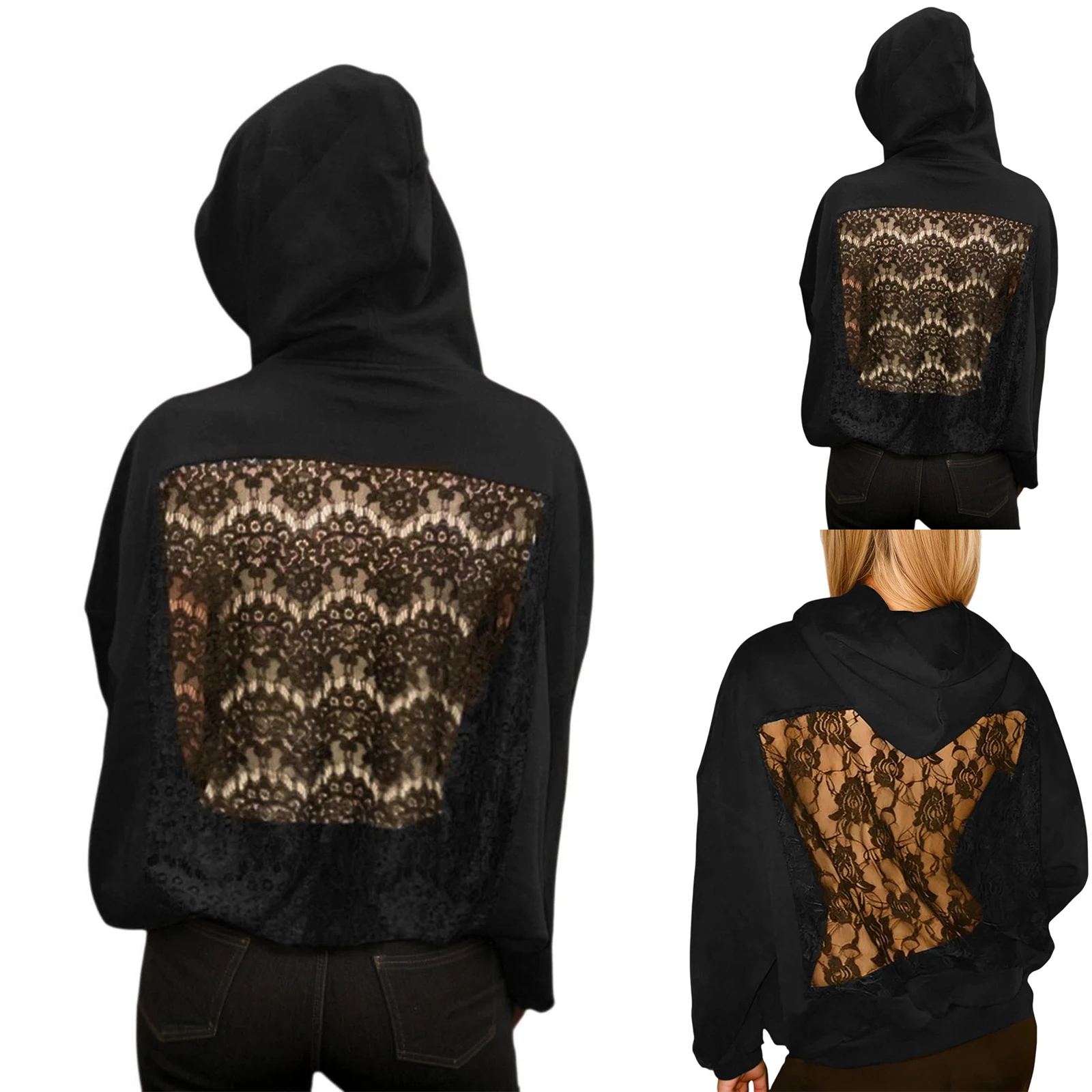 

Женский модный сексуальный пуловер с открытой спиной и полой сеткой на спине, шикарная дышащая прозрачная уличная одежда в корейском стиле