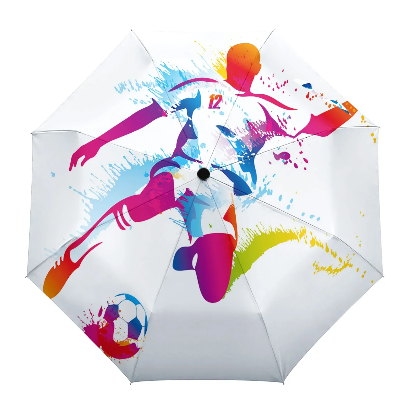 Soccer Player Automatic Umbrella Folding Umbrella Outdoor Printed Rain Umbrella for Women Kids Parasol