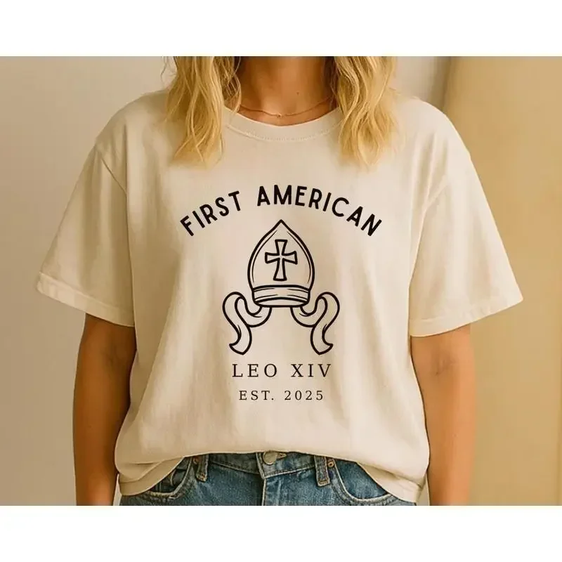 First American Pope T shirt Leo XV Est 2025 Religious All Size S 5XL