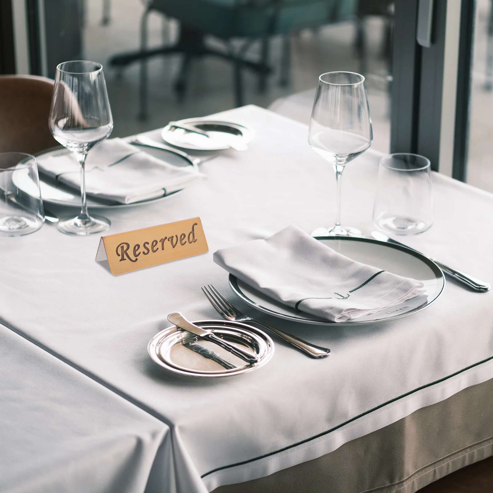 

Sturdy Stainless Steel Reserved Table For Restaurant Wedding Event Elegant Decoration Conference Room Reservation Club Bottle