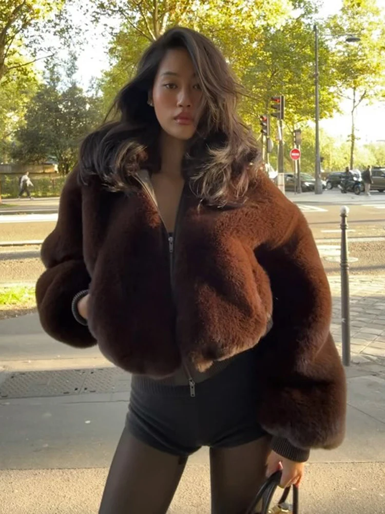 

Weird Puss элегантное меховое роскошное укороченное пальто на молнии женское теплое зимнее классическое лоскутное пальто с капюшоном с длинными рукавами модная хипстерская уличная одежда