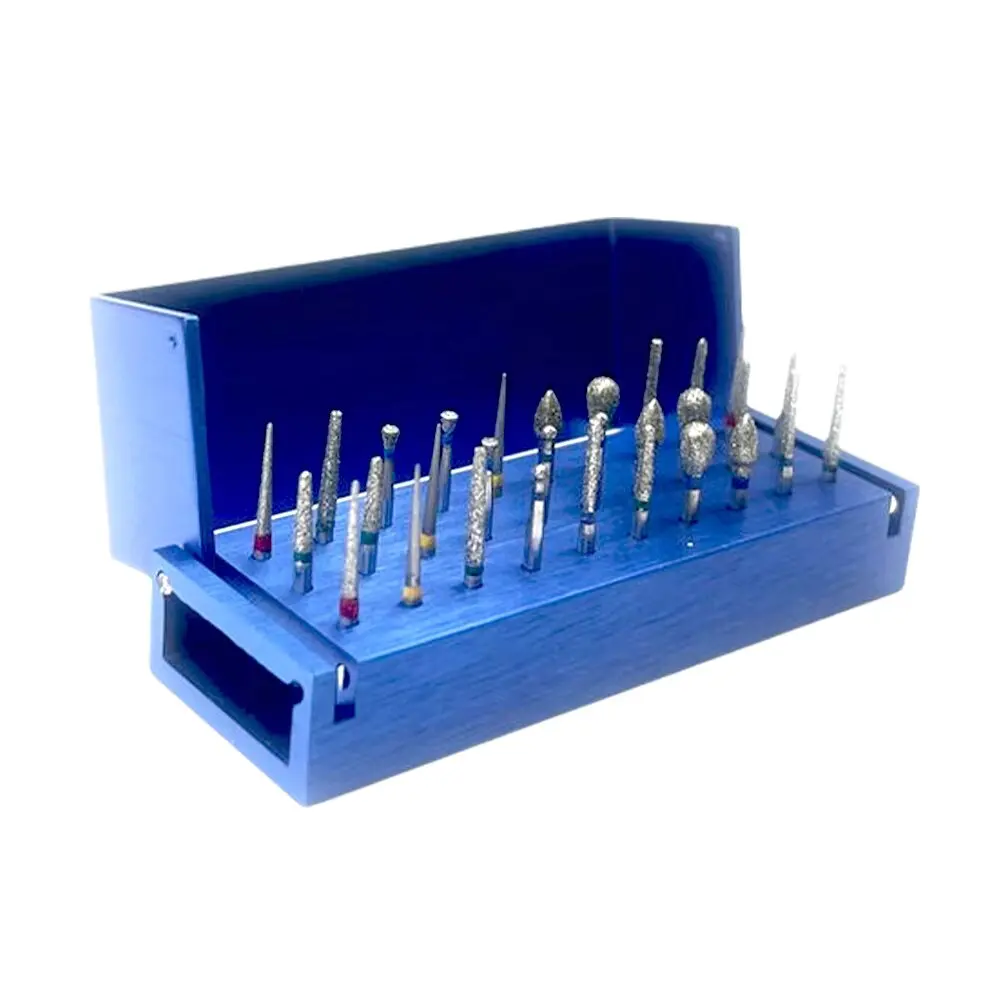 Picture 6: PIORPOY 30Pcs/Set Dental Diamond Burs Drill Eeth Polishing Drillls +1Pcs Aluminum Disinfection Holder Block For Dental Lab Tools