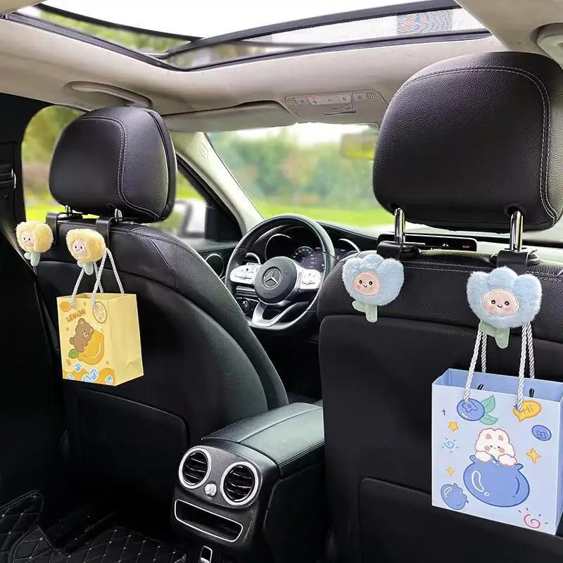 

Car Hook Seat With Cute Cartoon Flower Design At The Back, Multifunctional Storage In Car, Backrest With Small Hook