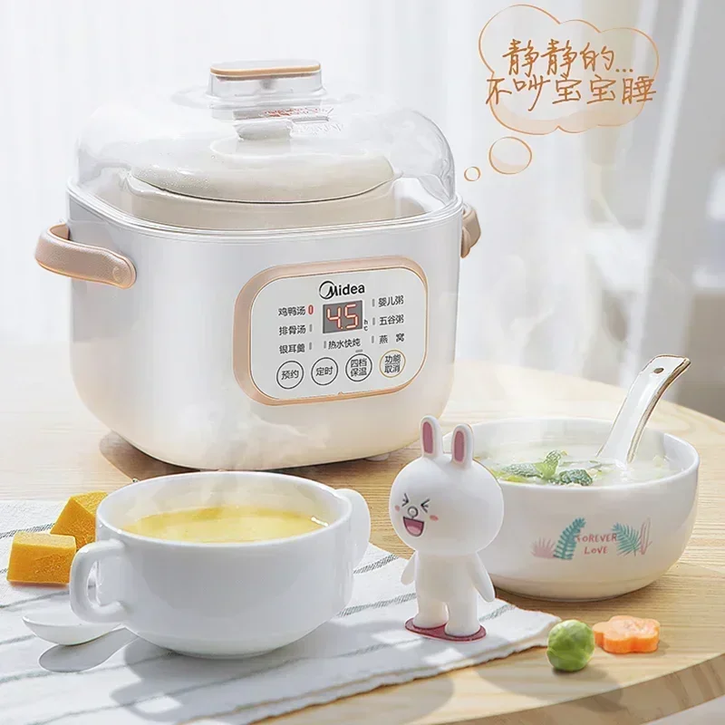 Midea 0.8L Ceramic Electric Slow Stewer Household Multi Baby Food Porridge Dessert Cooker Stewing Cooking Pot Electric Soup 220v