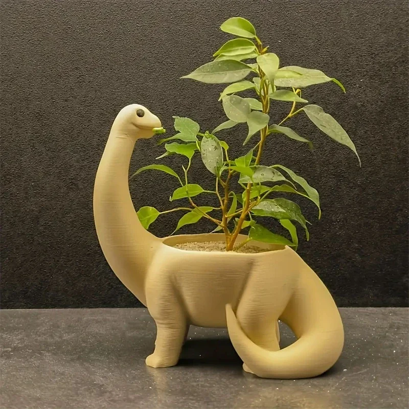 Cartoon Dinosaur Plant Pot Cute Animal Shaped Flower Vase Desktop Succulent Planter Creative Resin Green Plant Container Decor