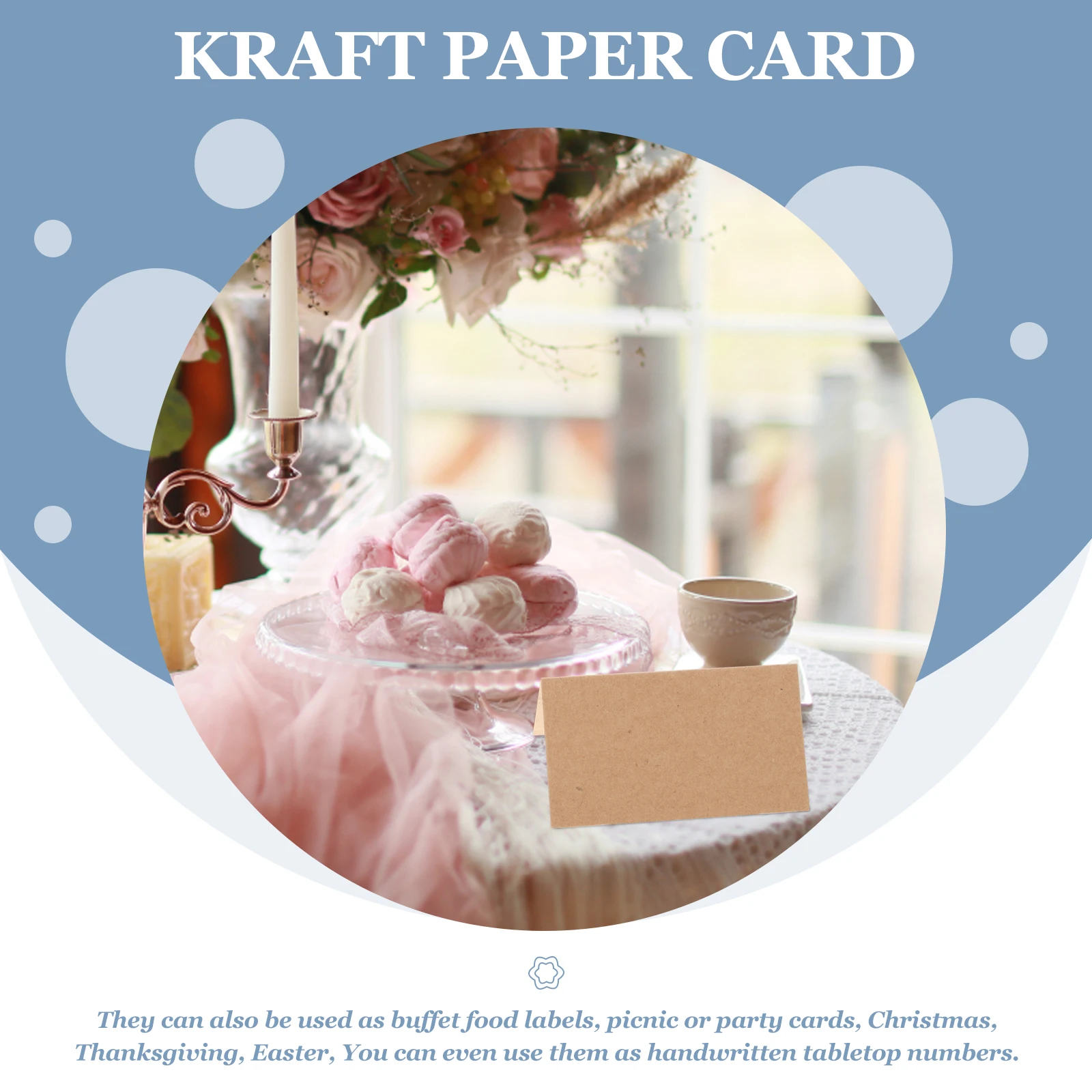 35Pcs Kraft Paper Card Name Display Vintage Style Desktop Adornment Business Greeting Buffet Food Label Table Number Tags