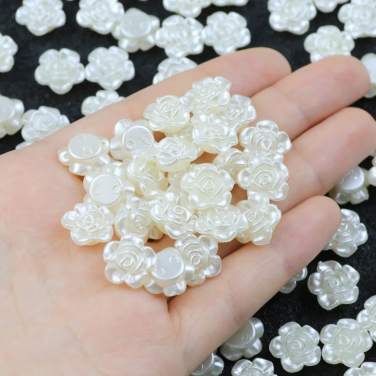 50-100 stücke Acryl 12mm Rose Blume Flache Rückseite Spacer Lose Perlen Für DIY Schmuck Machen Armbänder Halsketten ohrringe Zubehör