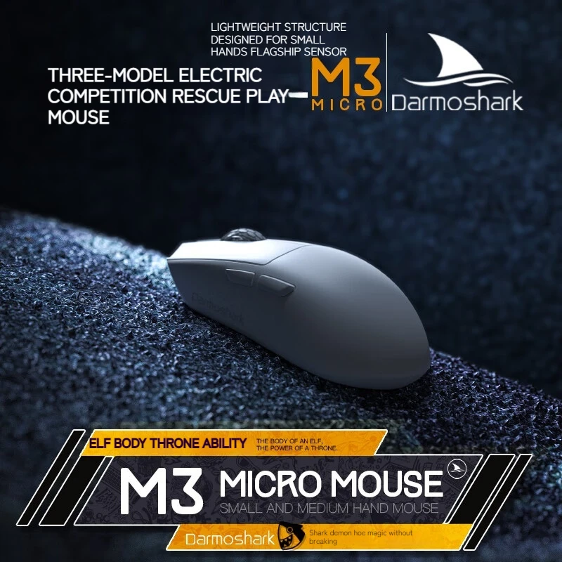 

Darmoshark M3MICRO three mode wireless mouse Wired Bluetooth 2.4G small hand grasp support wireless 8K Esports game office mouse