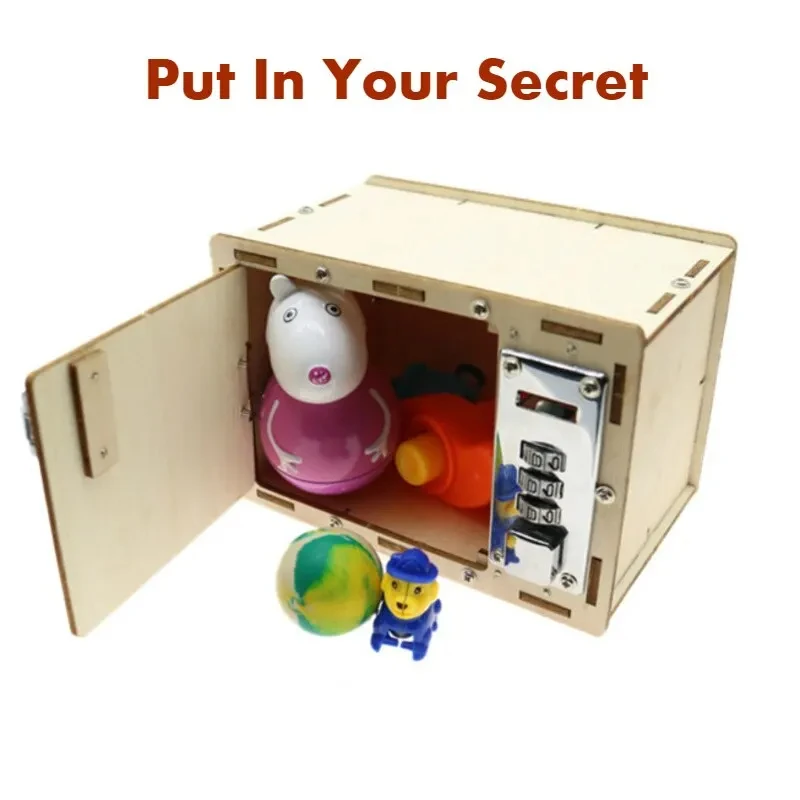 Diy Lockbox Safe Deposit Box Machinery Invention Scientific Experiment Wood Password Box Toys For Kid Assembly Model Make