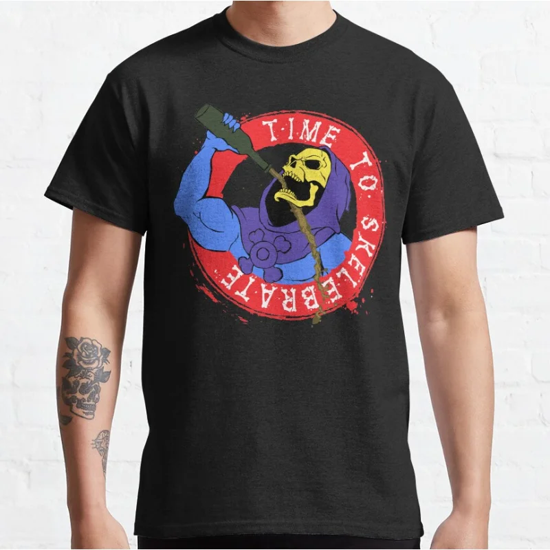

Time to Skelebrate Vintage 80s cartoon He-Man and the Masters of the Universe graphic t shirts Large size tops Adult S-6XL
