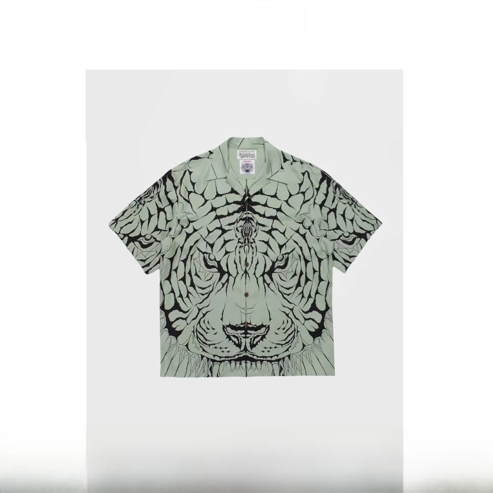 

Red And een Wolf Face Hawaiian ort Sve irt Мужская модная повседневная искусственная кожа с принтом Ne Thin Fabric Deformation...