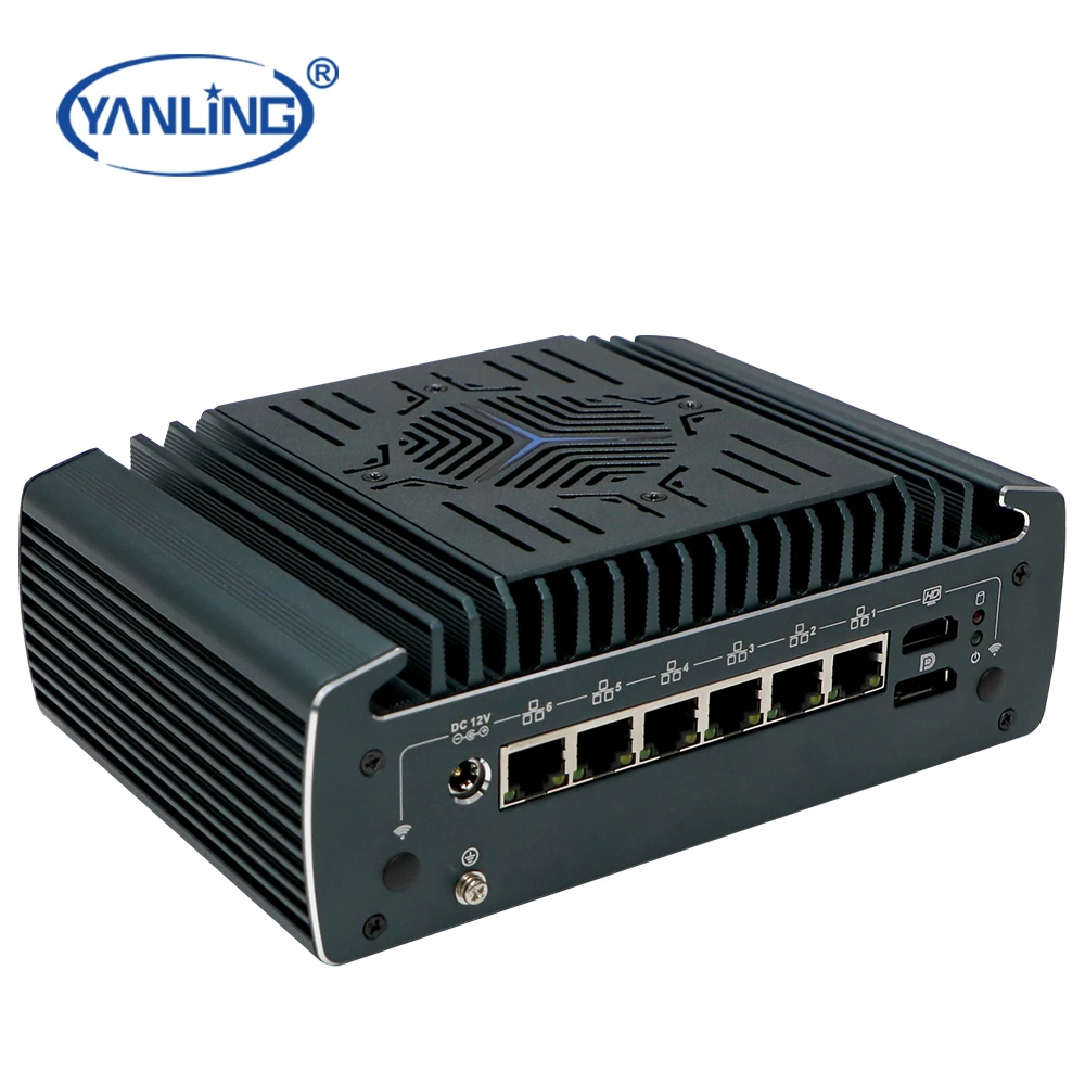 Yanling  Embedded Barebone Industrial Mini pc 6 port with 1 Rj45 Com Usbs Dp Hd