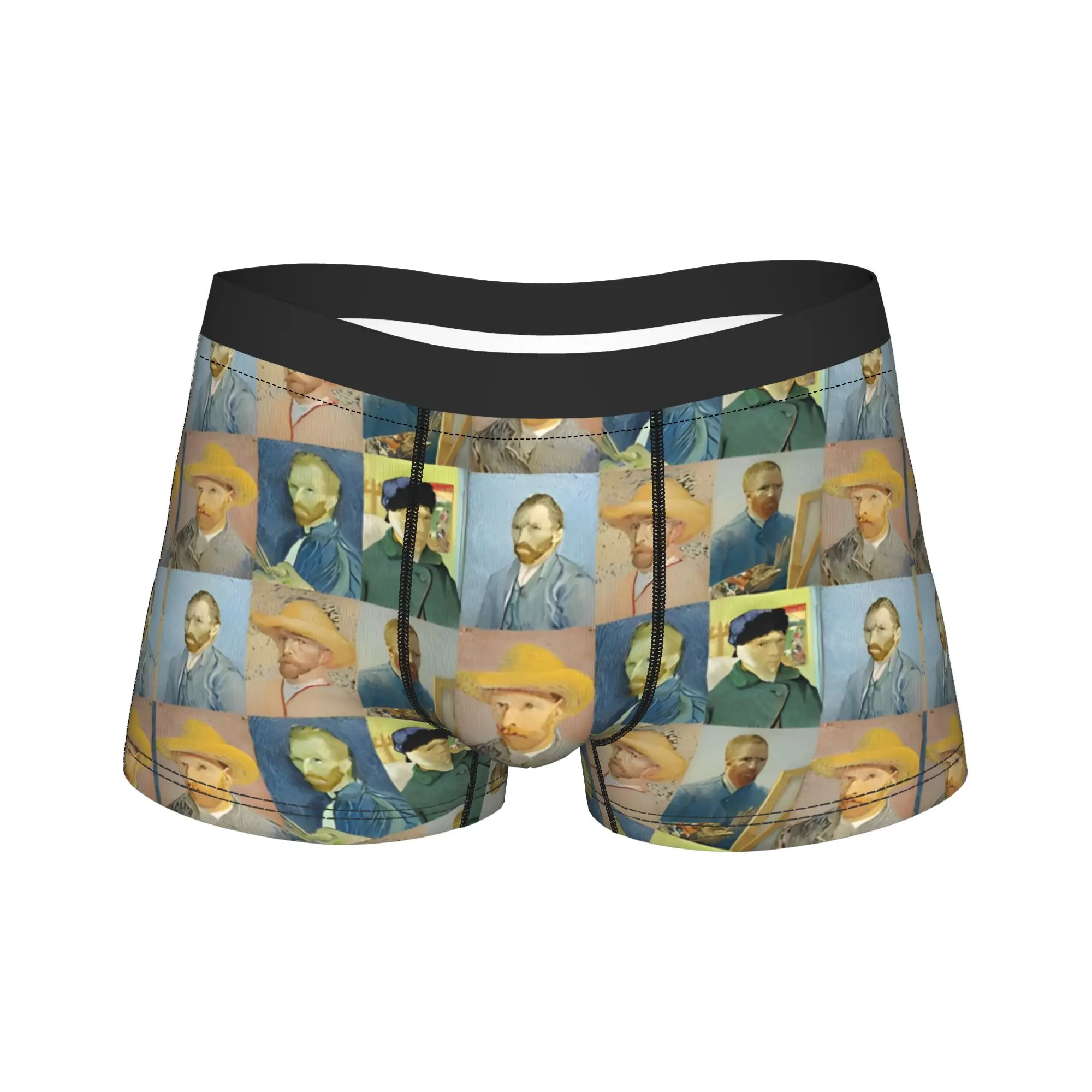 Van Gogh Underwear Self Portraits Elastic Panties Printed Shorts Briefs For Men 3D Pouch Large Size Trunk