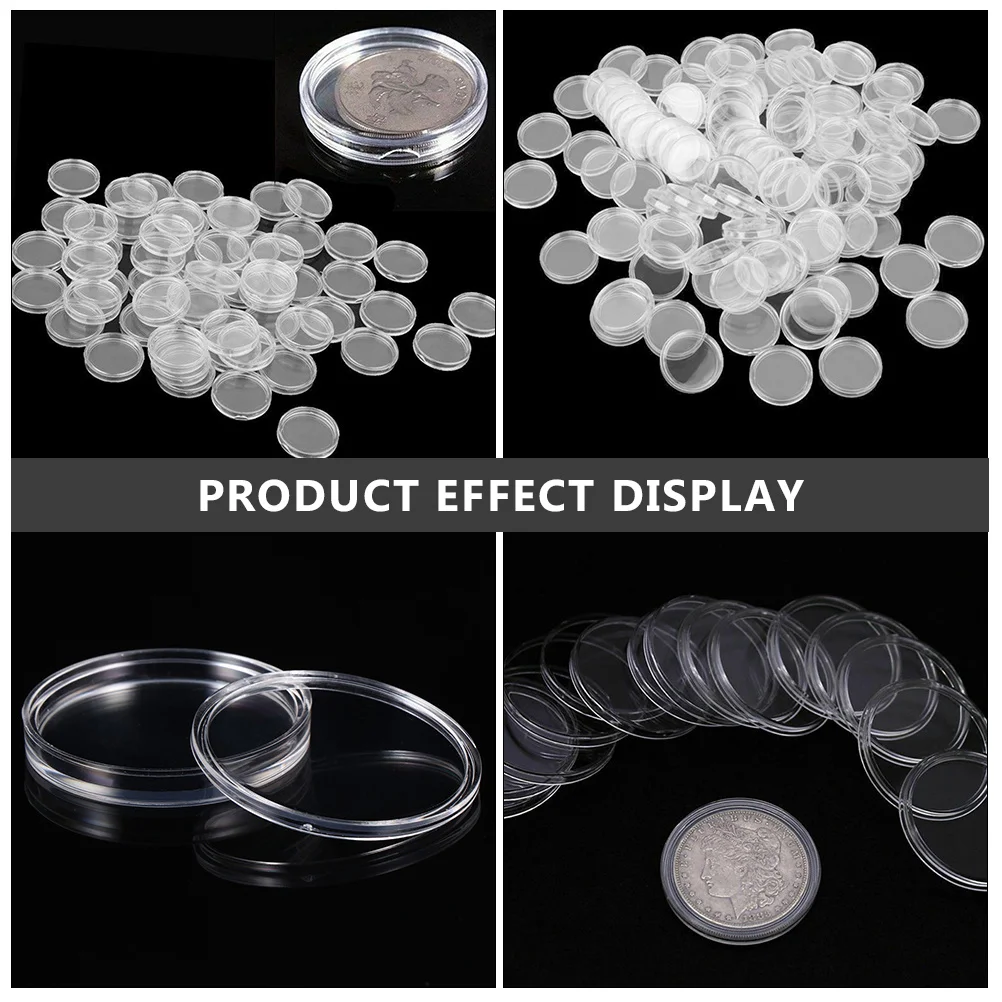 50Pcs Acrylic Coin Collection Protection Box Transparent Plastic Organizer Display Case for Coins Medals Collectibles