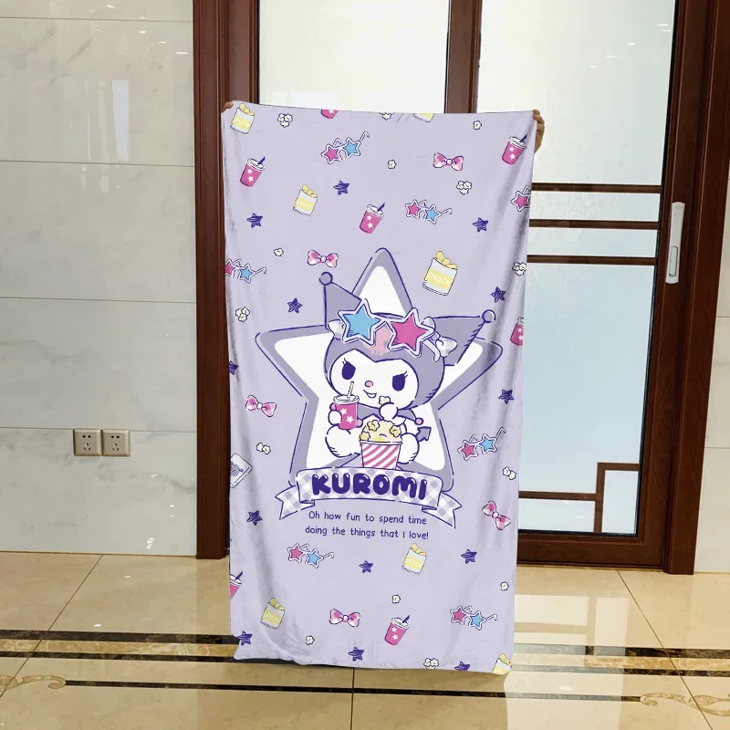 Anime Kuromi Huaping Gemini Big Eared Dog Bath Towels Microfiber Beach Swimming Towel Decor for Adults Kids Gift 75x150cm