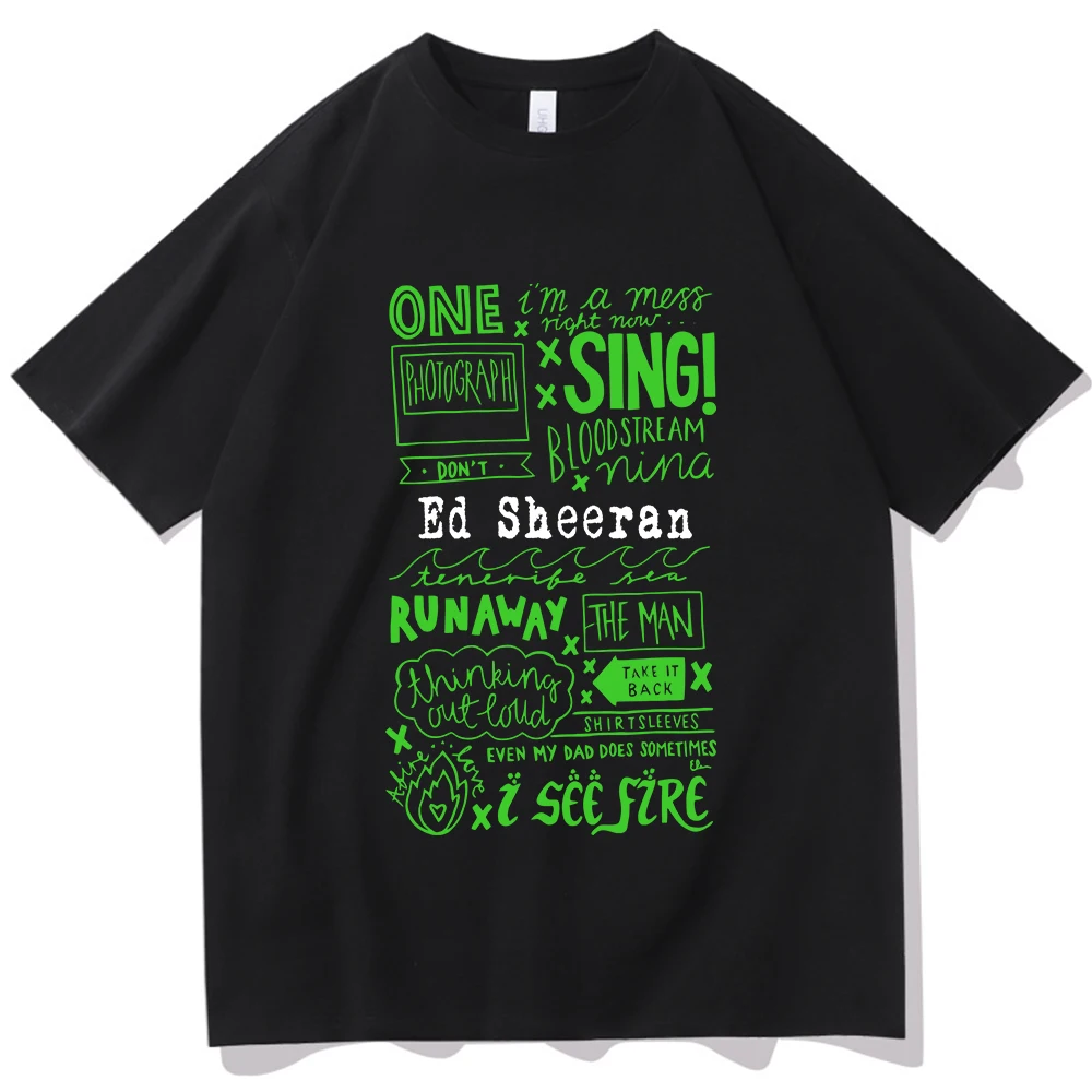 Funny Ed Sheeran Songs' Name Style T-shirt O-Neck Short Sleeve Shirts Fans Gift