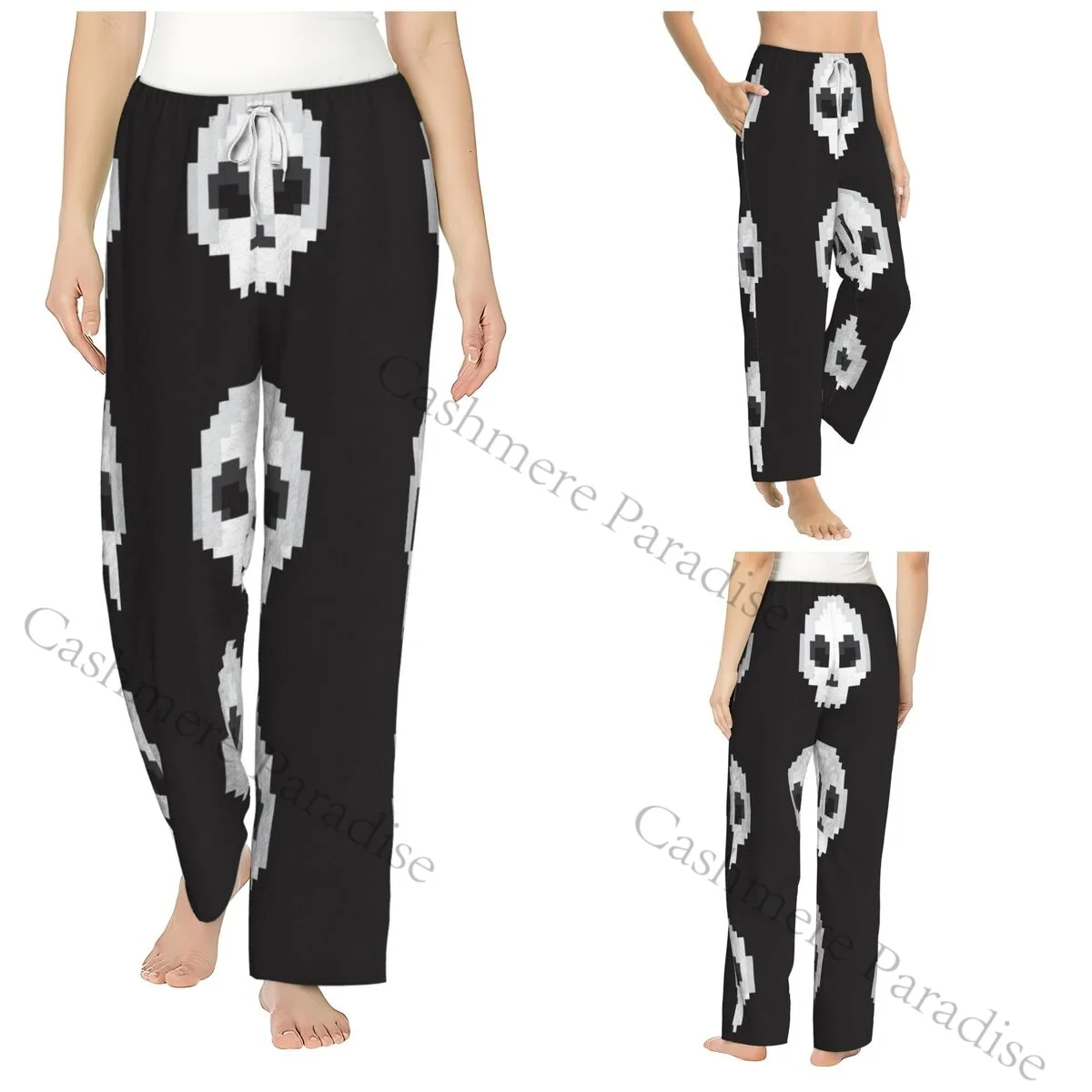 

Pixel Skulls Cozy Flannel Pajama Pants for Women Sleep Bottoms Home Loungewear