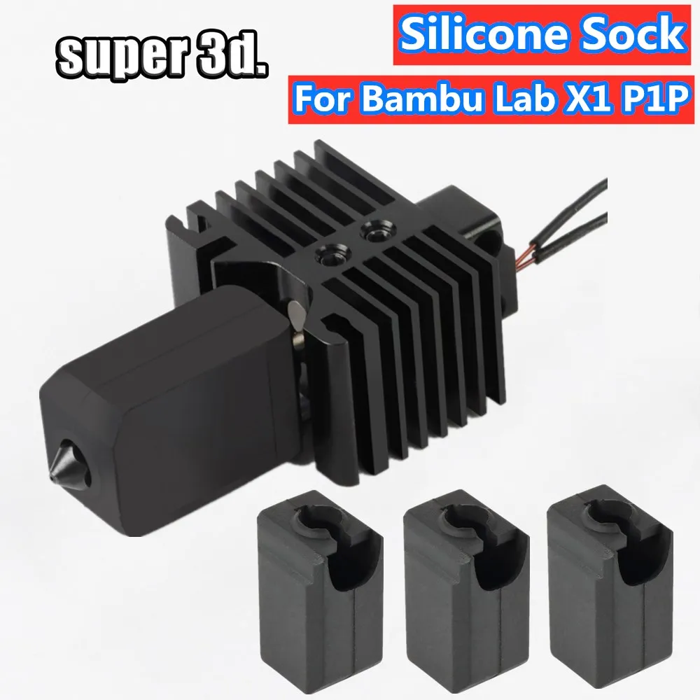 

Silicone Socks For Bambu Lab X1 P1P Block Hotend Extruder High-temperature Wear-resistant Black Block Silicone Sleeve for Bambu