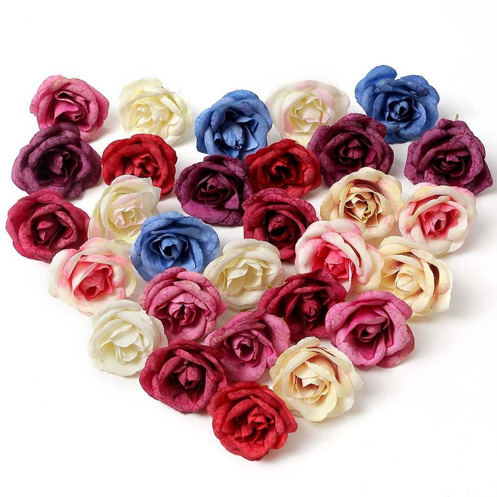 

10/20/50PCs Silk Rose Artificial Flowers 4.5cm Fake Flowers For Home Decor Marriage Wedding Decoration Craft Wreath Accessories