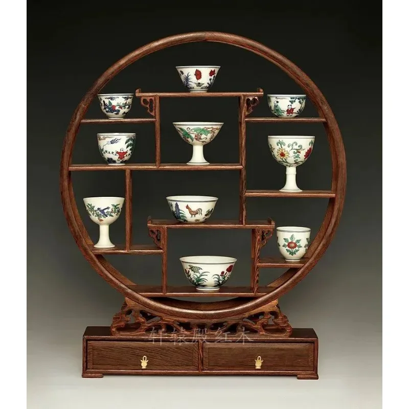Solid Wood Duobaoge Storage Shelves Antique Display Rack Modern Minimalist Living Room Storage Solution for Teaware and Decor