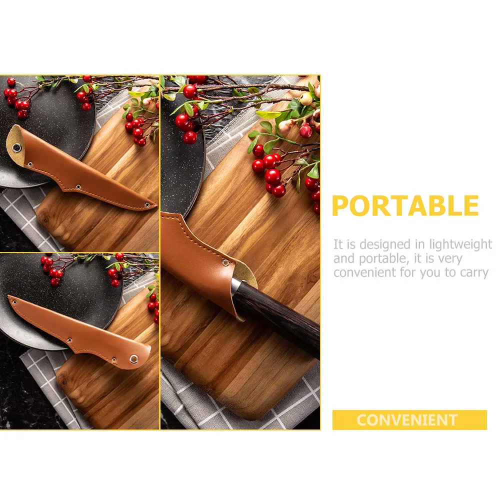 

5pcs Premium Pu Cutter Covers Portable Compact Reusable Holsters For Daily Use Camping Travel Household Knife Tool