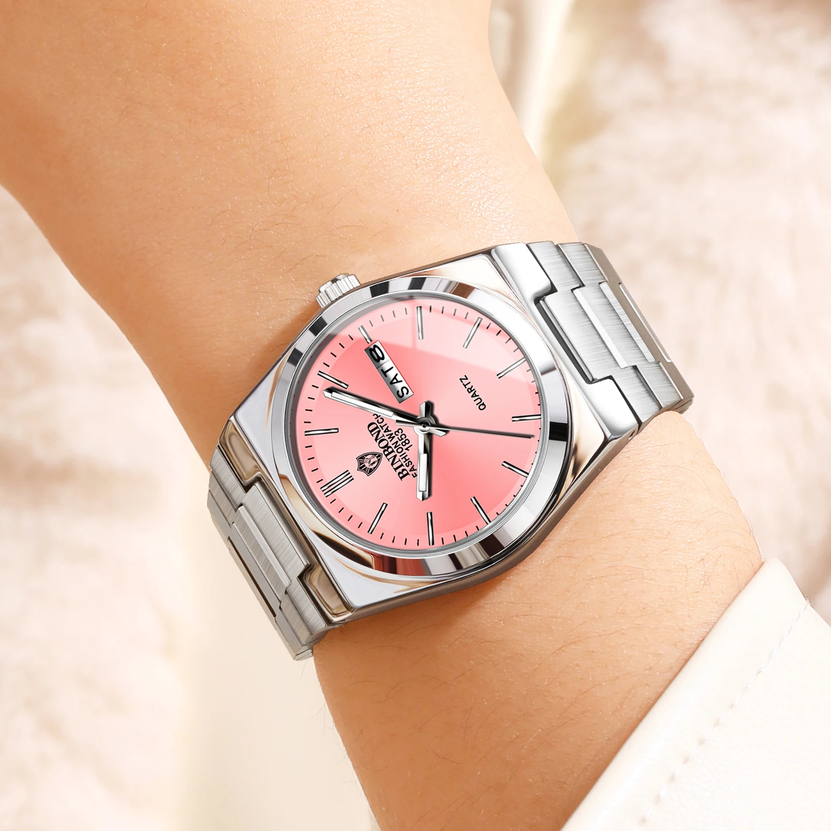 BINBOND Quartz Watches For Women Luxury Luminous Waterproof Auto Date Week Display Women's Watch Reloj Ladies Timepiece image 4