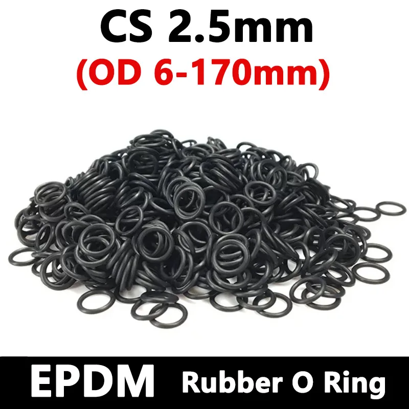CS 2,5mm EPDM Gummi O-Ring Außendurchmesser 6mm bis 170mm Säure-, Alkali-, Wasser- und Reibungsbeständige O-Ring-Dichtungen Dichtungsscheiben Dichtungen