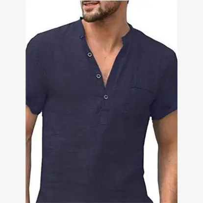 남성 캐주얼 스탠드 칼라 티셔츠 2024년 여름 신상 패셔너블 루즈핏 청소년 스포츠 씬 단색