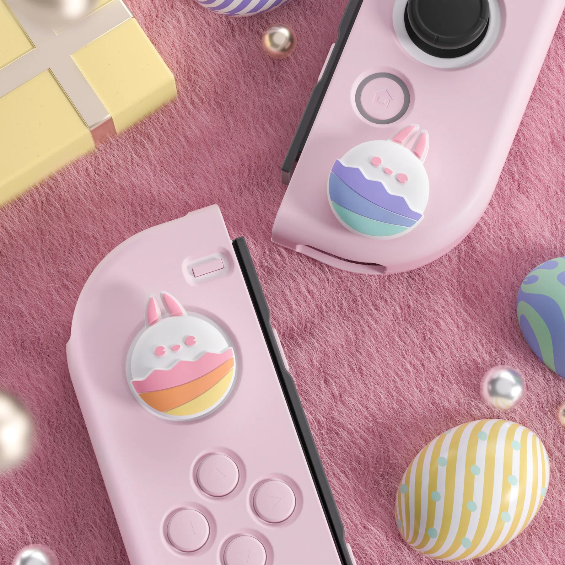 PlayVital-bonitas tapas de Joystick para Switch y Switch Lite, agarres de pulgar para Switch OLED Joycon - Easter Bunny