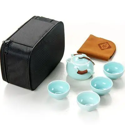 6pcs sets Outdoor travel tea set teapot teacup and saucer Car portable package  office ceramic