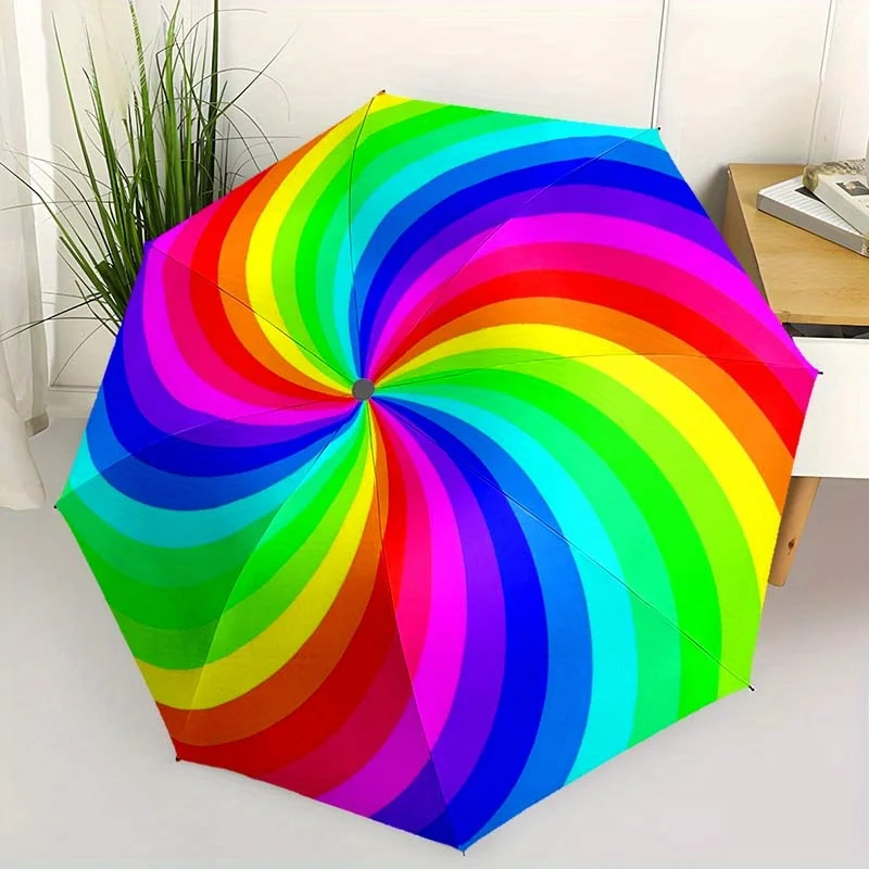 

Автоматический складной зонт с радужным принтом, 1 шт., портативный, с 8 спицами, аксессуар для активного отдыха