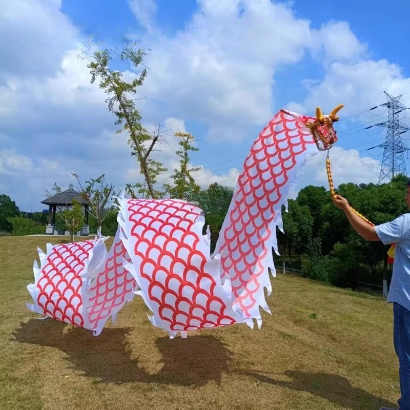 8Meter 3D Dragon Head Fitness Dance Double-sided Colorful Silk Stage Props New Year Gifts Outdoor Dance Parent-child Sports