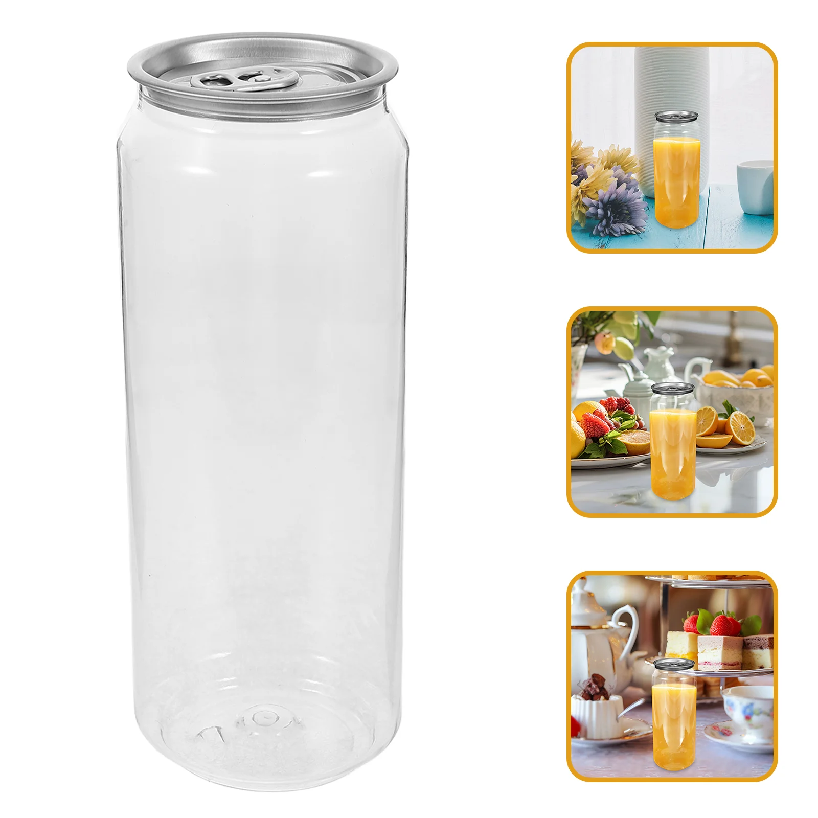 10 Pcs Cans Juicing Canning Jars Empty Water Beverages Easy Open Lid Juice Plastic Bottles with Lids for Soda Coffee Drinks