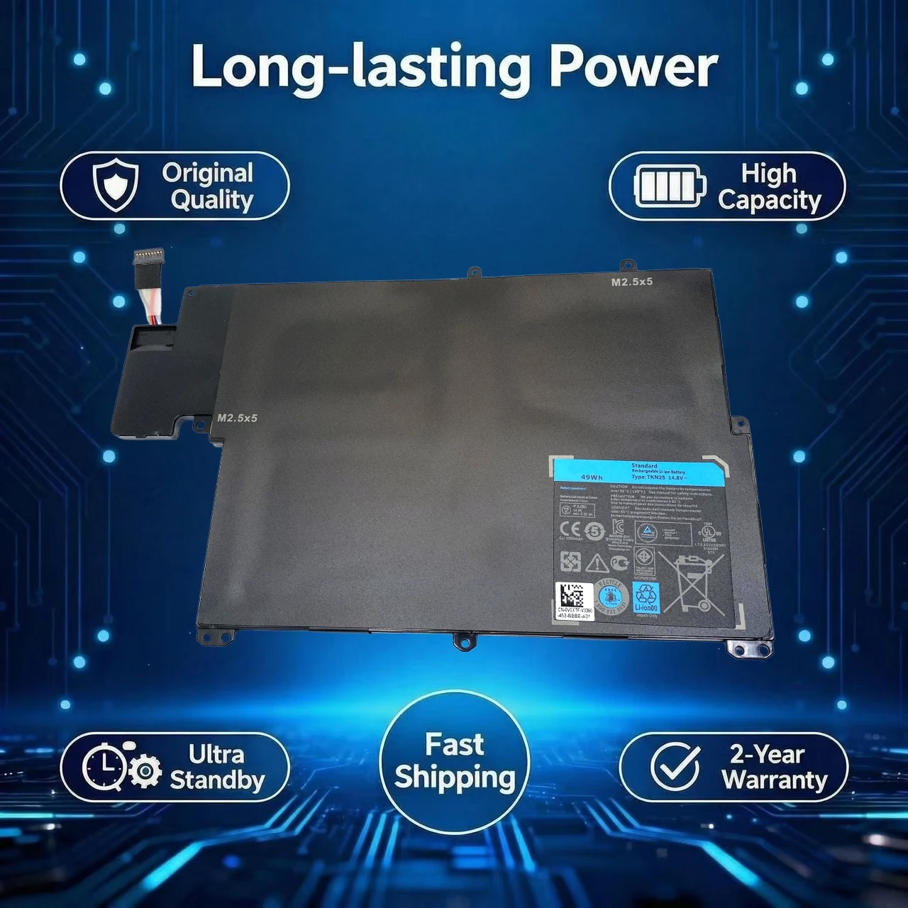 

New TKN25 Laptop Battery For Dell Inspiron 5323 13Z-5323 Vostro 3360 15-3000 3546D TRDF3 V0XTF VOXTF RU485 DL011118-48P14G01