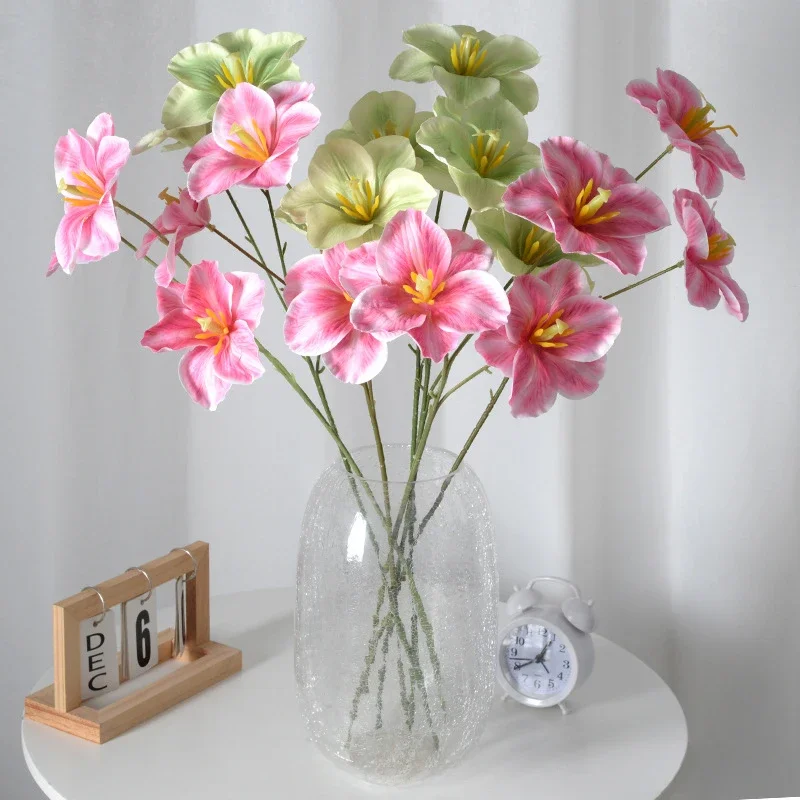 DIA 12CM Artificial Flower with 3 Heads Tulip Opening Ins Style Living Room Home Decoration Dining Table Decoration Silk Flower