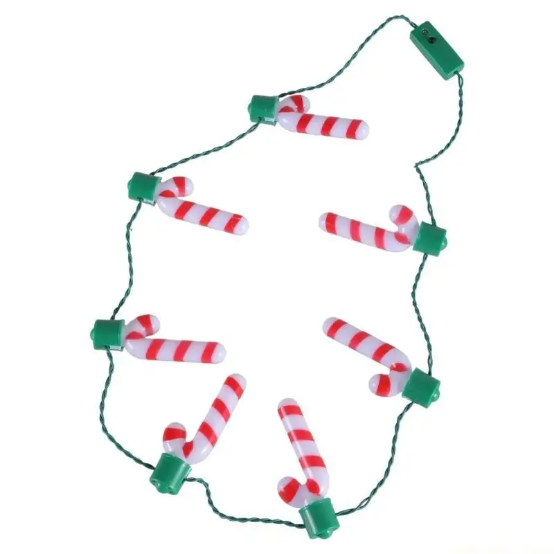 

QX2E Holiday Light Up Crutch Bulbs Necklace Christmas Festive Hanging Pendant Spread Cheer for Holiday New Year Celebrations