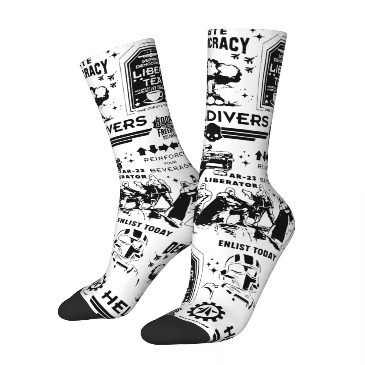 Cool Helldivers Full Sports Socks Polyester Crew Socks for Women Men