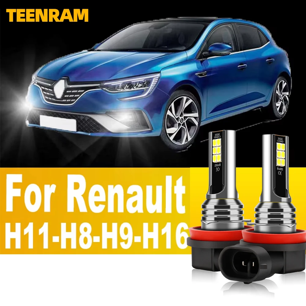 

2pcs Led Fog Lights H8 H9 H11 H16JP Car Bulb Auto Fog Lamp 12v For Renault Megane 3 2 4 Scenic Clio Duster Master Captur Fluence