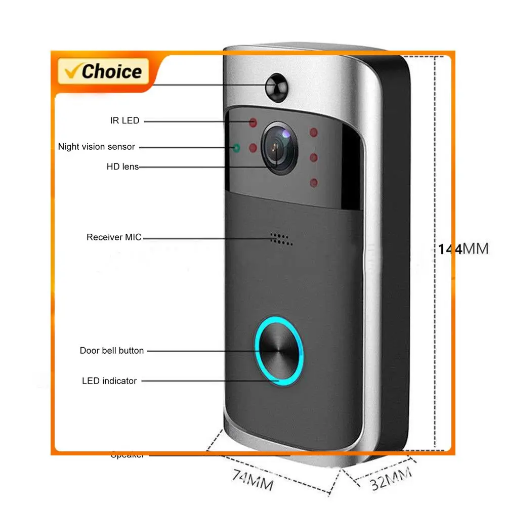 V5 Indoor Ding-Dong Machine Night Vision 720P HD Intelligent Welcome Door Bell PIR Detection Security Protection Device
