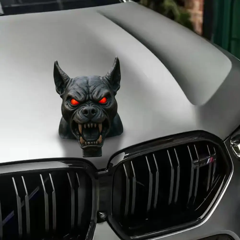

Demon Dog Car Decor Resin Demon Dog Car Hood Ornament with Eyes Fangs Weather-resistant Automotive Decor for Sedans for Vehicle