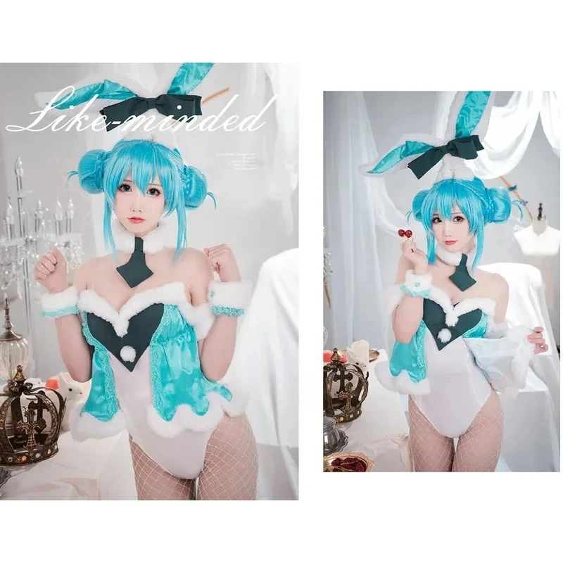 

2025 Miku White Rabbit Bunny Girl Bodysuit Jumpsuits Outfits Customize Anime Cosplay Costume Hot Sale