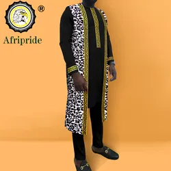 African Clothes for Men Print Jacket Embroidery Shirts and Pants 3 Piece Set Dashiki Outfits Plus Size Formal Attire A2216035