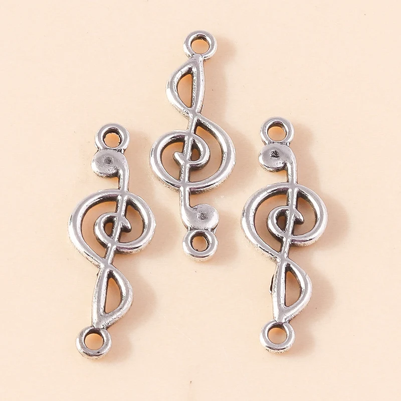 30 Stück 10x29mm Niedliche Legierungs-Musiknoten-Anhänger Verbinder für Schmuckherstellung DIY Armbänder Halsketten Ohrringe Handgemachtes Kunsthandwerk Geschenk – Detail 3