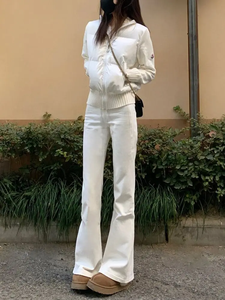 White High Waist Wide Leg Jeans Women's Autumn New Design Loose Fit Straight Cut Slimming Versatile Denim Pants Cleanfit Sle